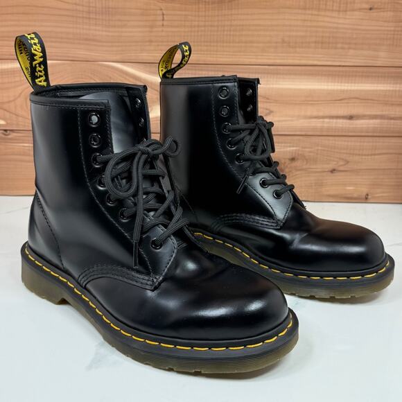 Dr Martens 1460 Glossy Leather Lace Up Boots Combat Moto Grunge Goth Women's 9 - Picture 5 of 14